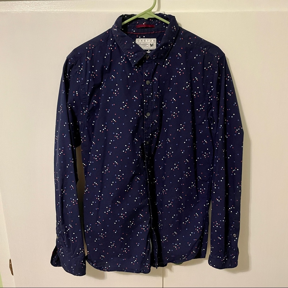 Blue Button-Up Long Sleeve Shirt